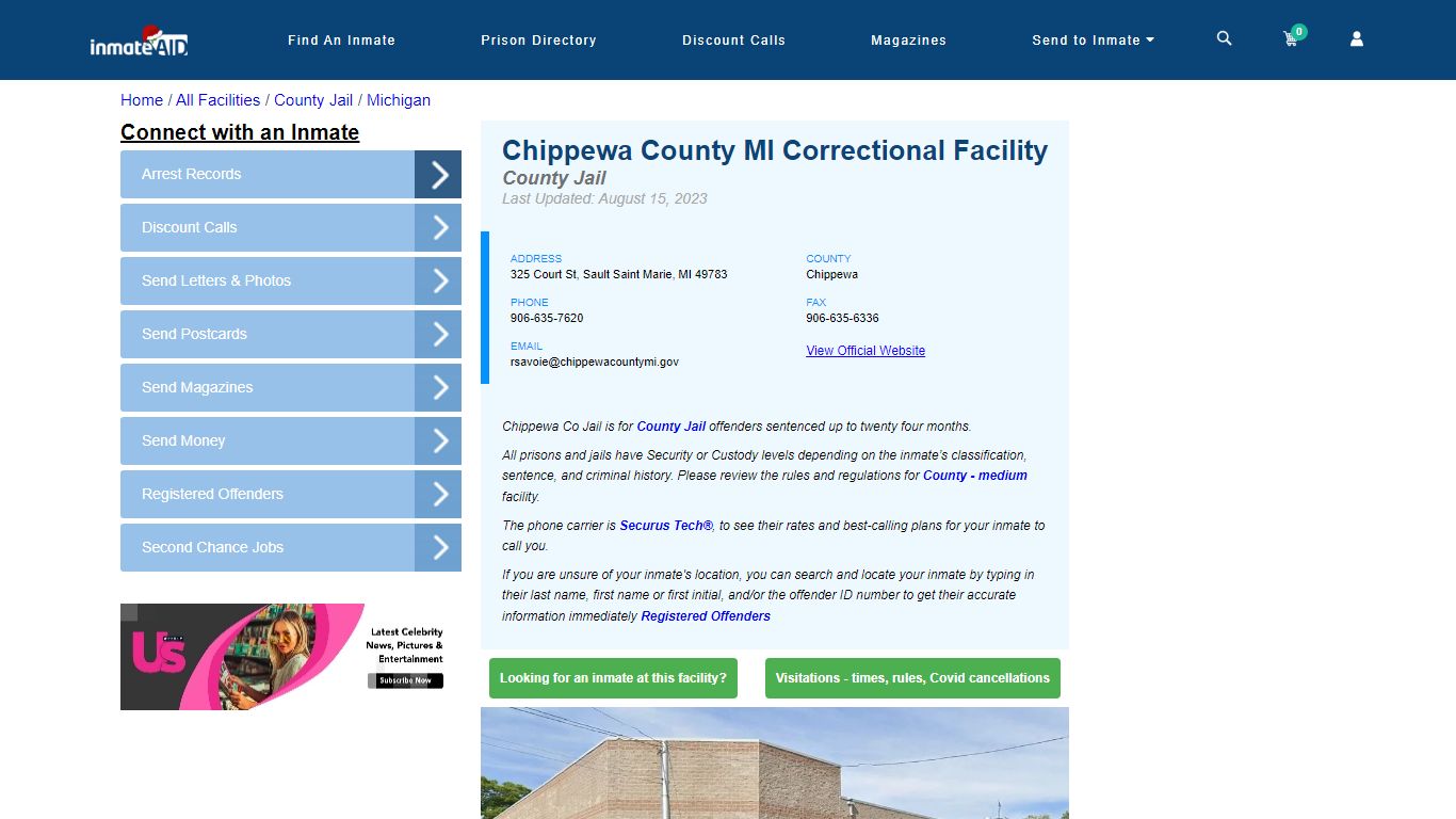 Chippewa County MI Correctional Facility - Inmate Locator - Sault Saint ...